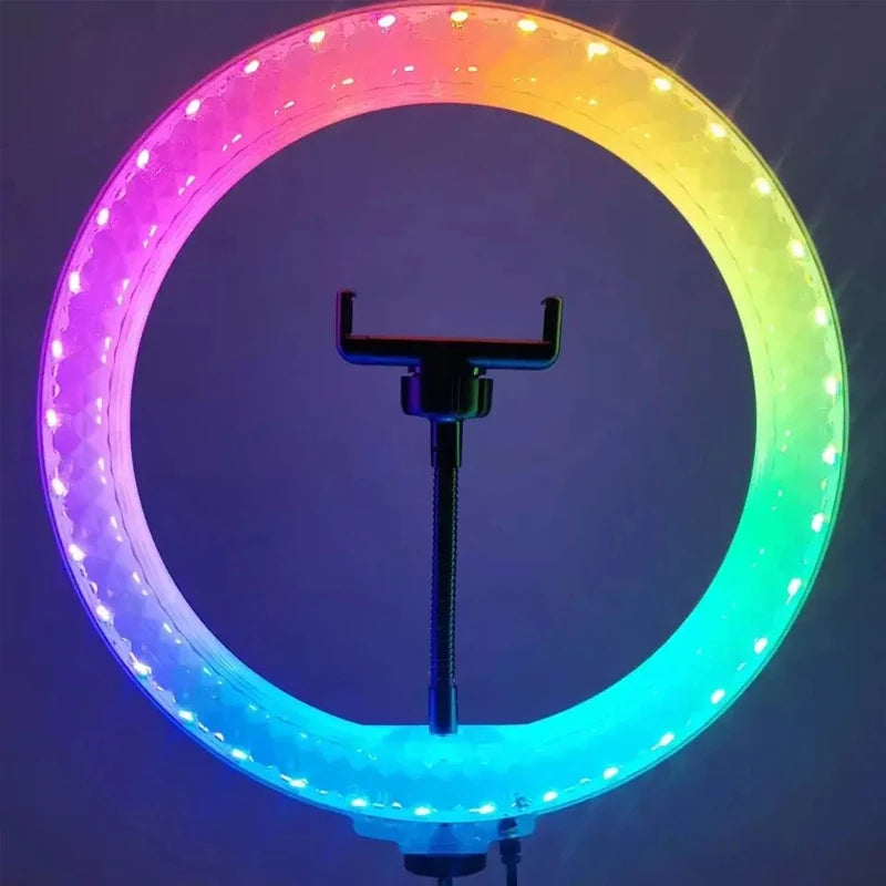 14inch Two Sides Crystal Led Selfie Ring Light for Live Streaming Professional Rgb Fill Lamp With Phone Holder for Game Tiktok Tidesmit