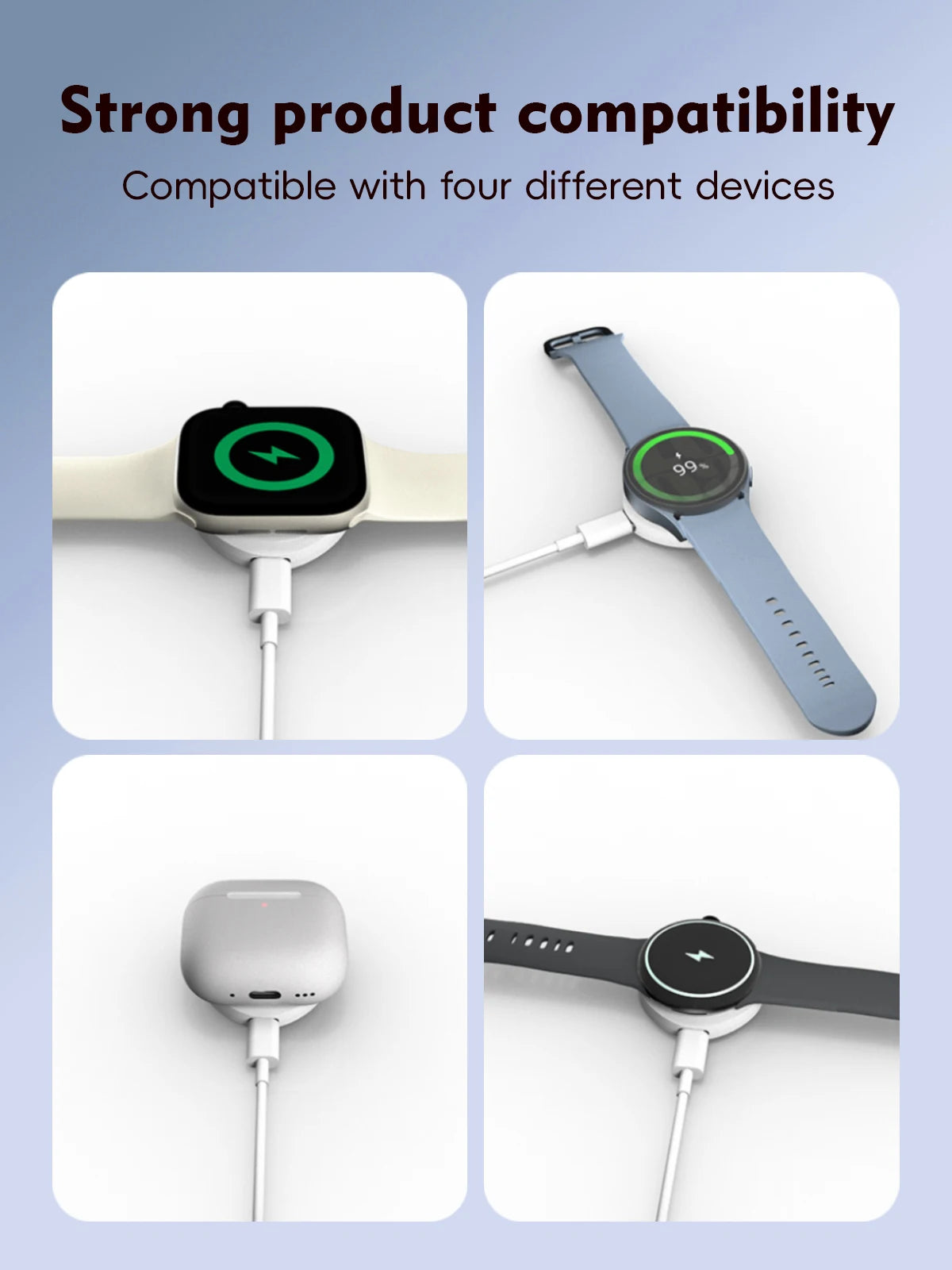 Power bank charger-2024 New Upgrade 3W Smart Watch Magnetic Wireless Charging for Galaxy Watch 3/4/5/6/7 Custom Logo Dropshipping Products 2024 Tidesmit