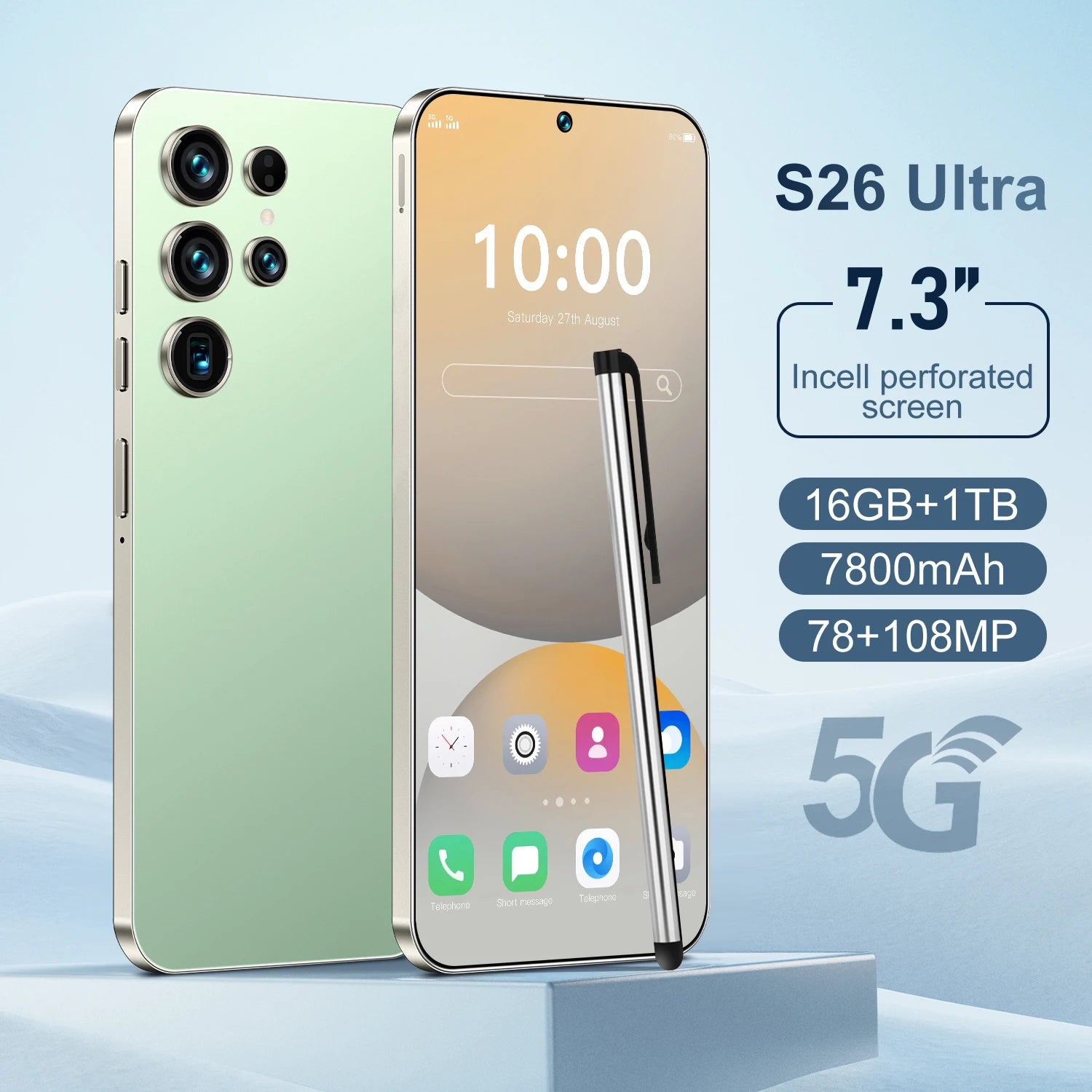 5G Smartphone 16GB RAM 1TB Storage - 7.3-inch HD Display Unlocked Tidesmit