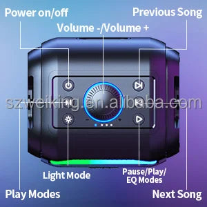 W-KING T9II 80W Portable Party Boom Box Outdoor Wireless Bluetooth Speaker My Store