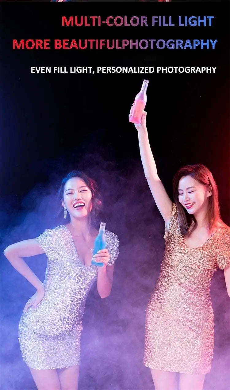 3000K-6000K 13 Inch RGB Ring Light Photography Lighting 15 Colors 33cm Color Fill Light with Mobile Phone Clip Tidesmit