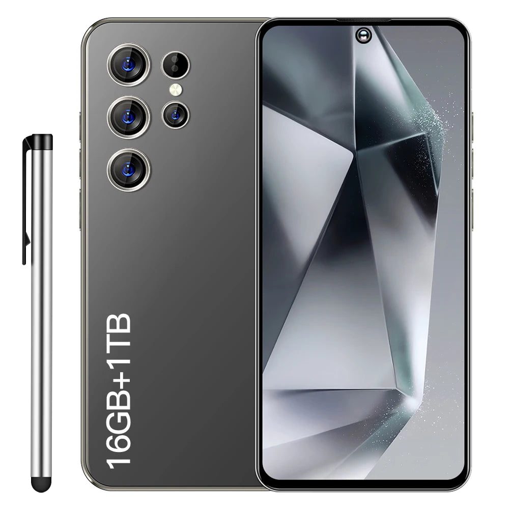 Tidesmit S24 Ultra 5G smartphone with 7.3 inch display, 16GB RAM, 1TB storage for ultimate gaming.