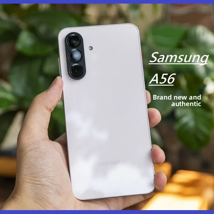 Tidesmit Galaxy A56 5G smartphone with 120Hz AMOLED, 50MP OIS camera, and 45W fast charging in sleek design.