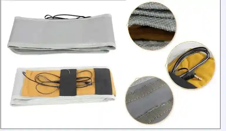 Ionic detox foot spa machine acupuncture pads with yellow and grey fabric wraps and connecting power cables.