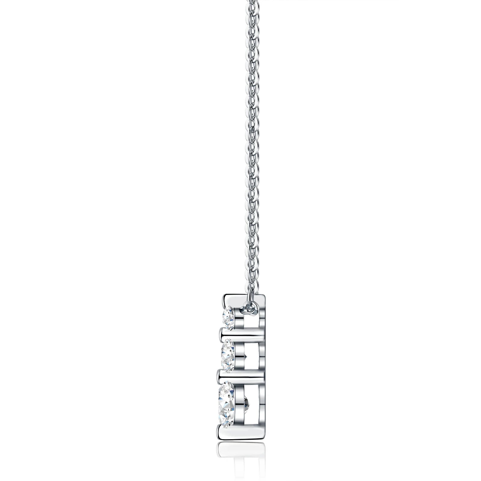 High Quality Round Cut Vvs1 Gra Moissanite Three Stone Pendant Necklace 925 Sterling Silver Factory Jewelry Manufacturer Pendnat