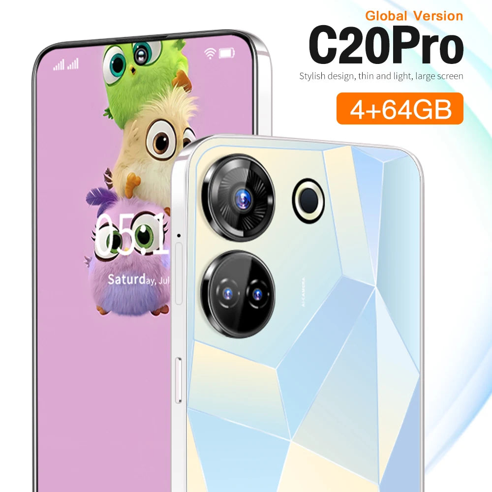 Popular Smart Phone C20pro Android Lock Screen Positioning Dual Card Dual Smart Touch Phone Silver 3 G Tidesmit