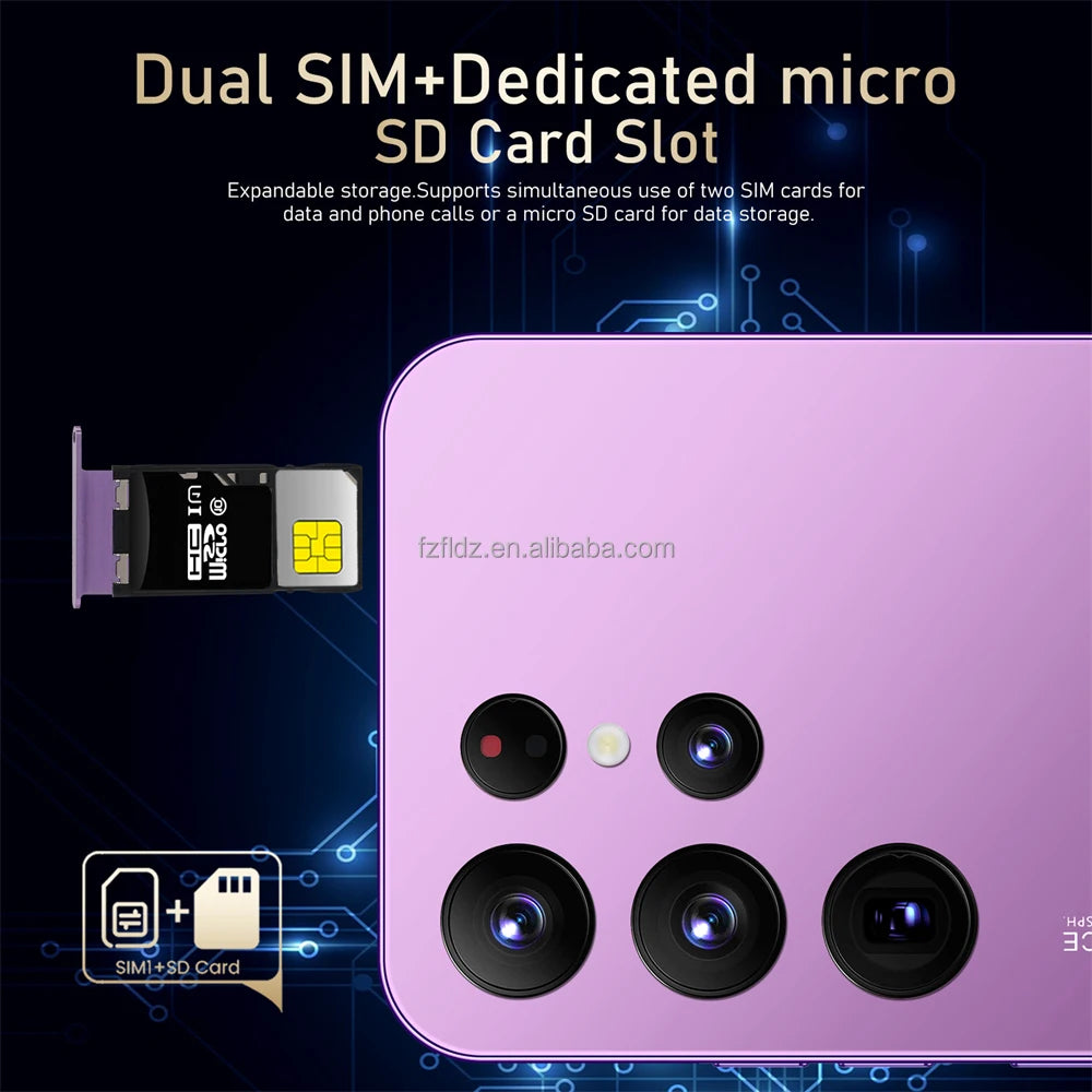 Tidesmit S24 Ultra 5G smartphone with 7.3 inch HD screen 16GB RAM 1TB storage and Android 13 unlocked gold