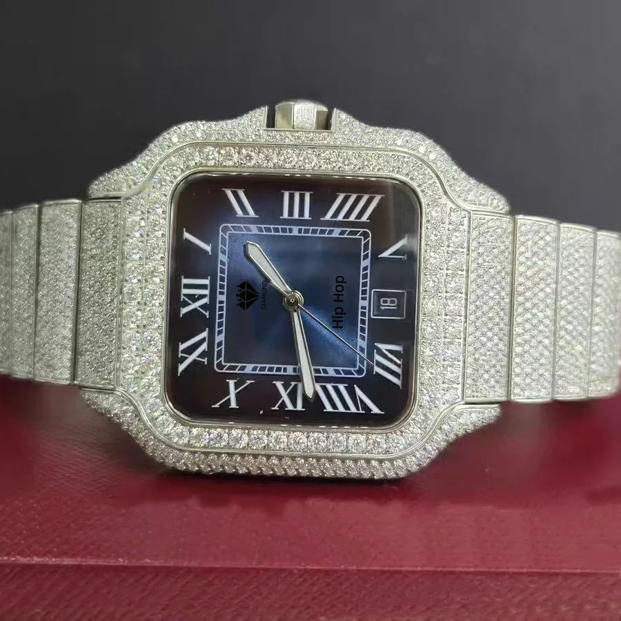 High Quality Fashion Luxury OEM ODM Moissanite Watch Automatic Mechanical Watch Men VVS Moissanite Diamond Women Watch