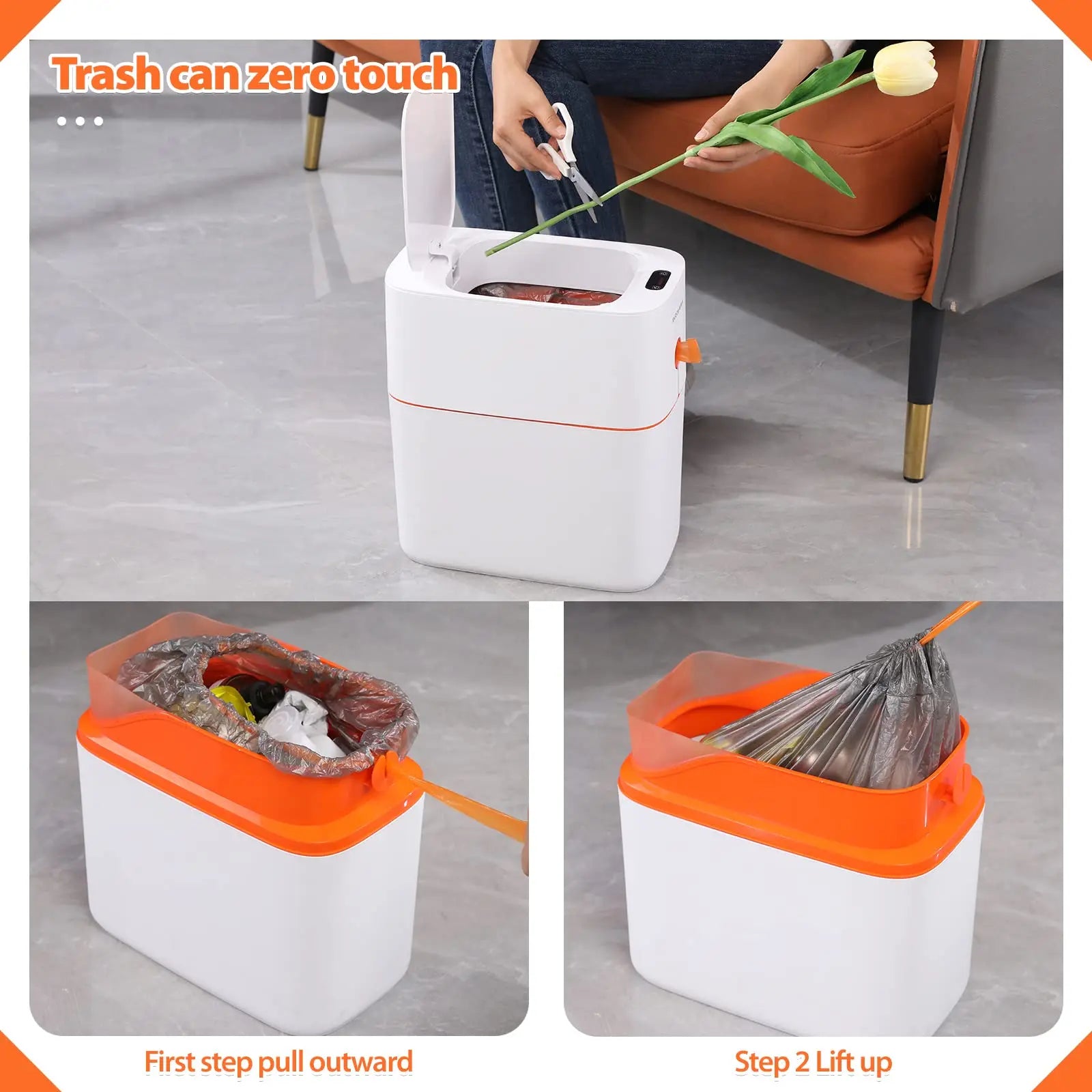 JOYBOS Smart Induction Trash Can IPX5 Waterproof Automatic Motion Sensor Trash Can for Bathroom Bedroom Home Office Odorless Tidesmit