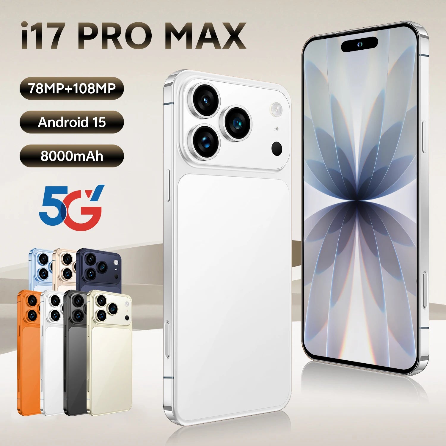 Android 15 Smartphone 1TB 16GB RAM 7.3-Inch AMOLED Unlocked White 16g 1TB Tidesmit