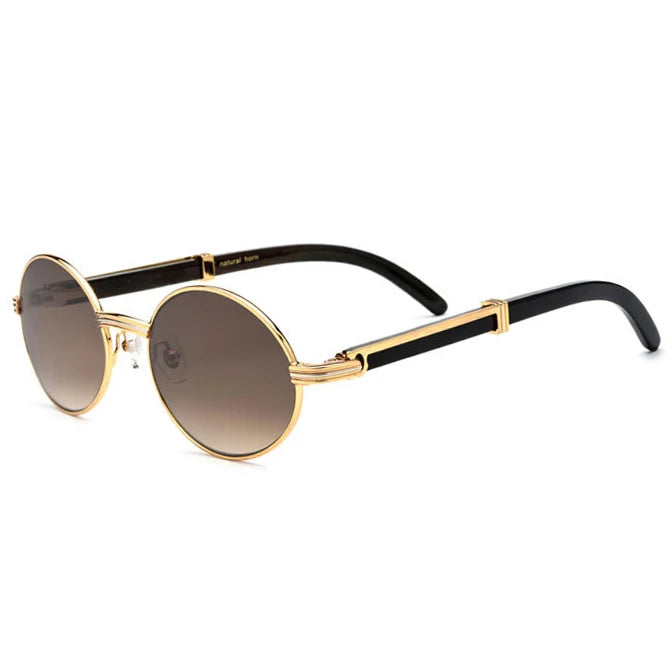 China Fashion Designer Buffalo Horn Glasses Trendy High Quality  Luxury Private Label Sunglasses for Men Sun Glasses