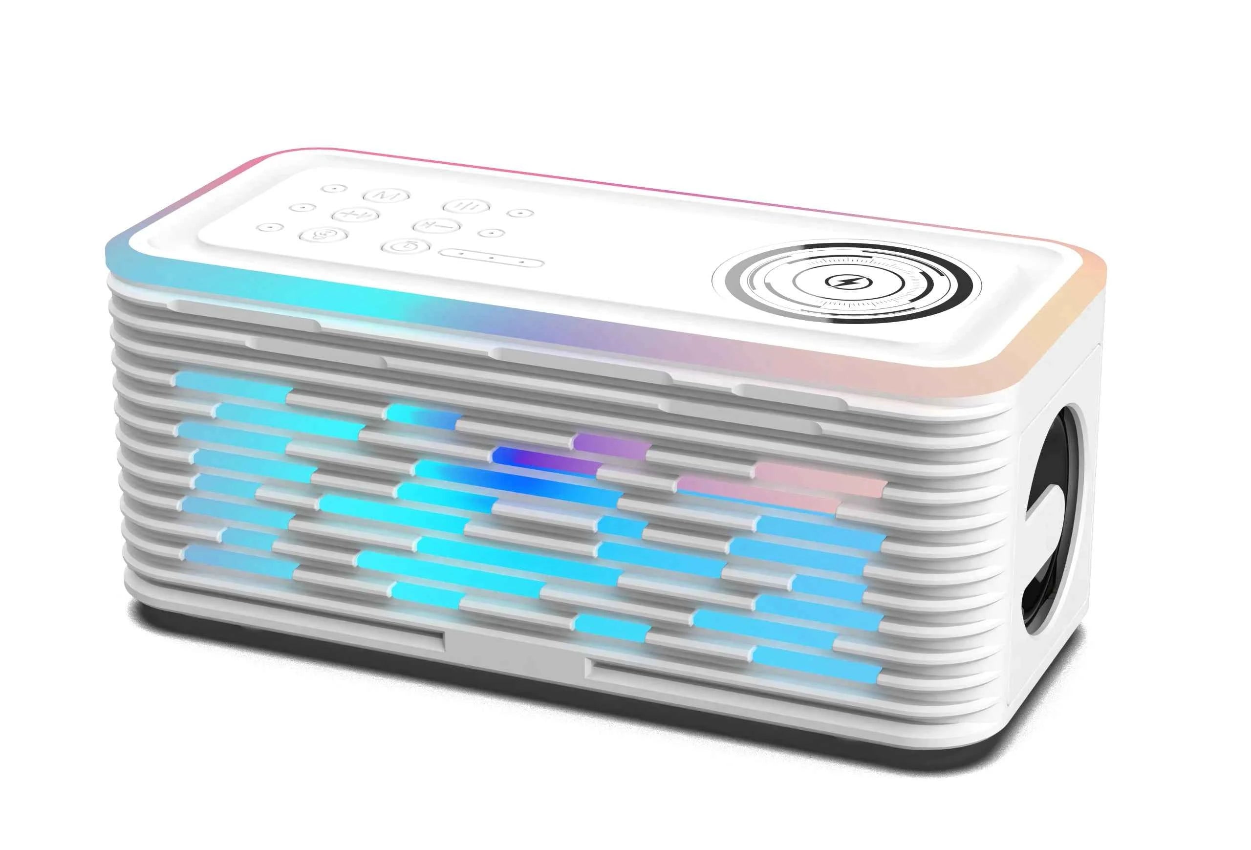 CRELANDER Y19 Speakers Wireless Charger Denoise HiFi Stereo Sound Equipment RGB LED Flashing 5.3 Bluetooth Portable Speaker White My Store