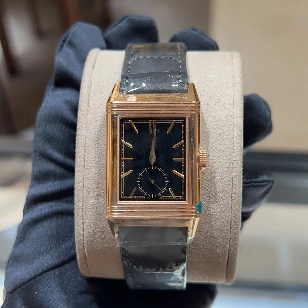 Reverso Luxury Diver Rectangular Dual-Face Flip Dual Time Mechanical Watch 45-Hour Power Reserve 20mm Analog Coin European