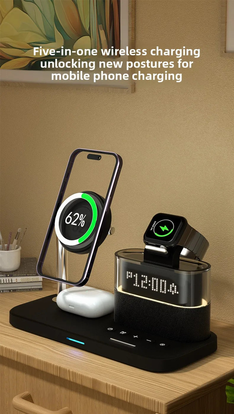 Three-In-One Wireless Charger with Magnetic Feature 15W USB Input for Apple Mobile Phones Headphones Watches Tidesmit