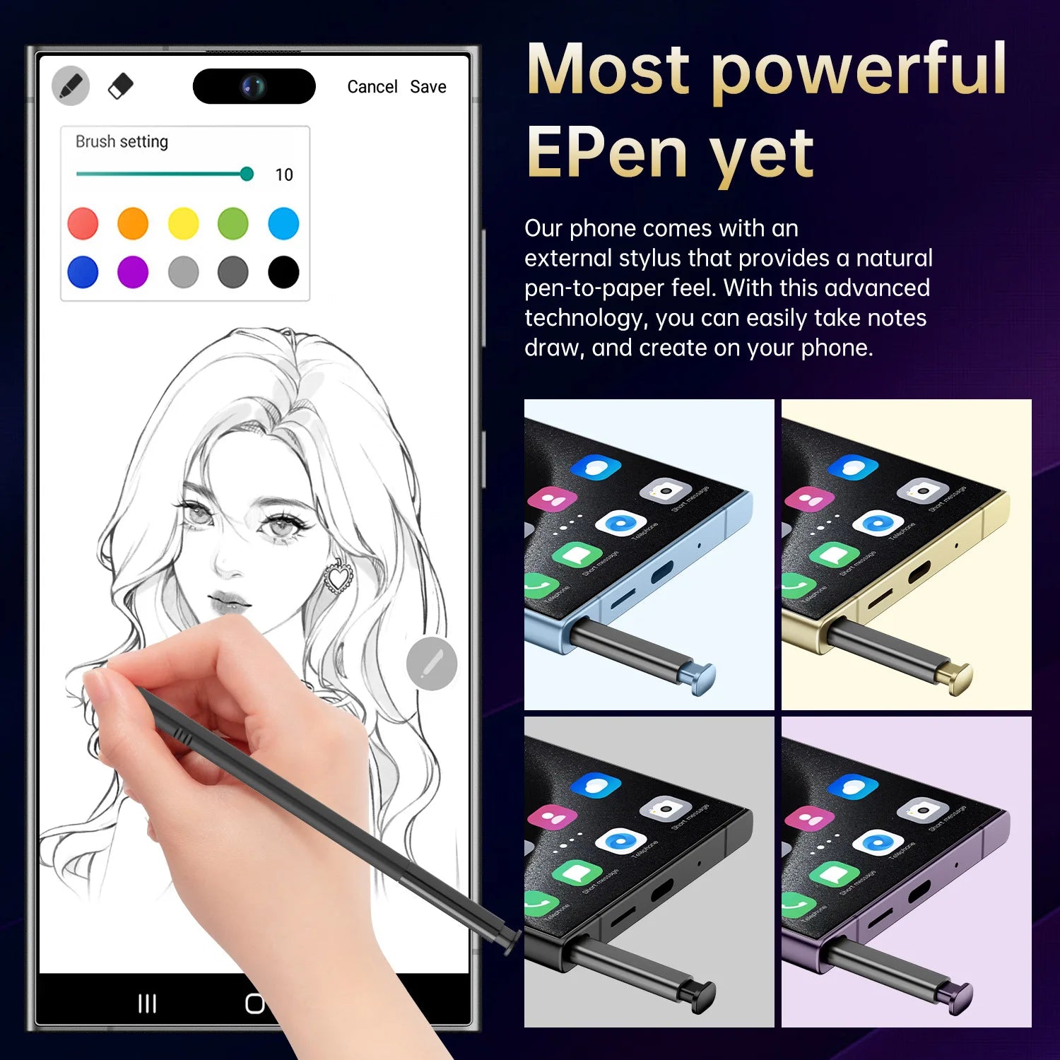 Tidesmit S25Ultra 7.3-inch 4G smartphone with built-in stylus, eight-core processor and 20MP camera.
