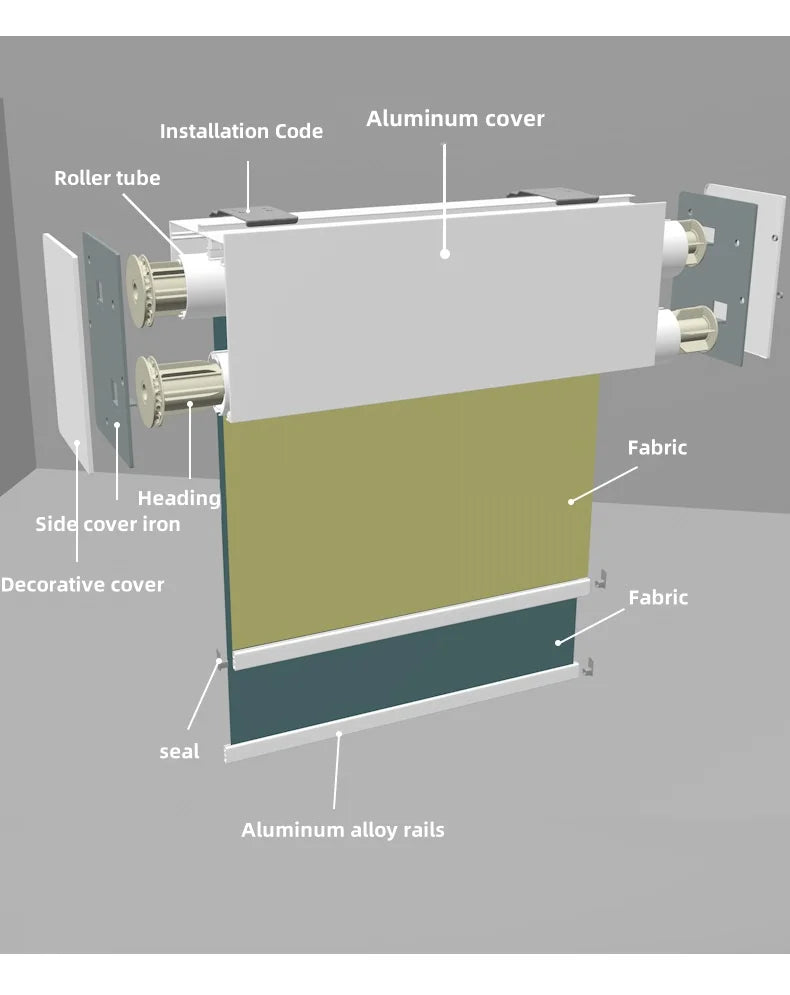Smart Motorized Double Roller Blinds Tuya Zigbee Wifi Control Electric Motor Window Roller Blinds Tidesmit
