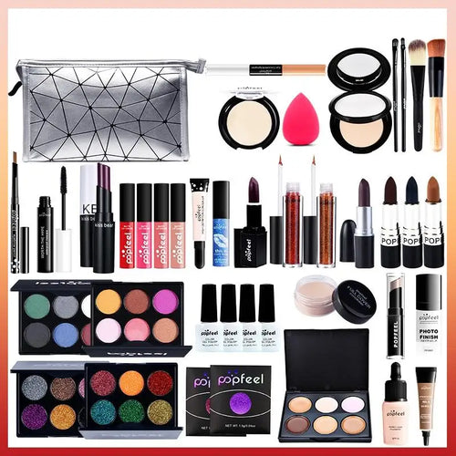 20 Styles Makeup Set Eyeshadow Lipstick Eyebrow Pencil Lip Gloss Makeup Brush Powder Nail Polish With Makeup Bag Cosmetics Kit ALIBABA Tidesmit