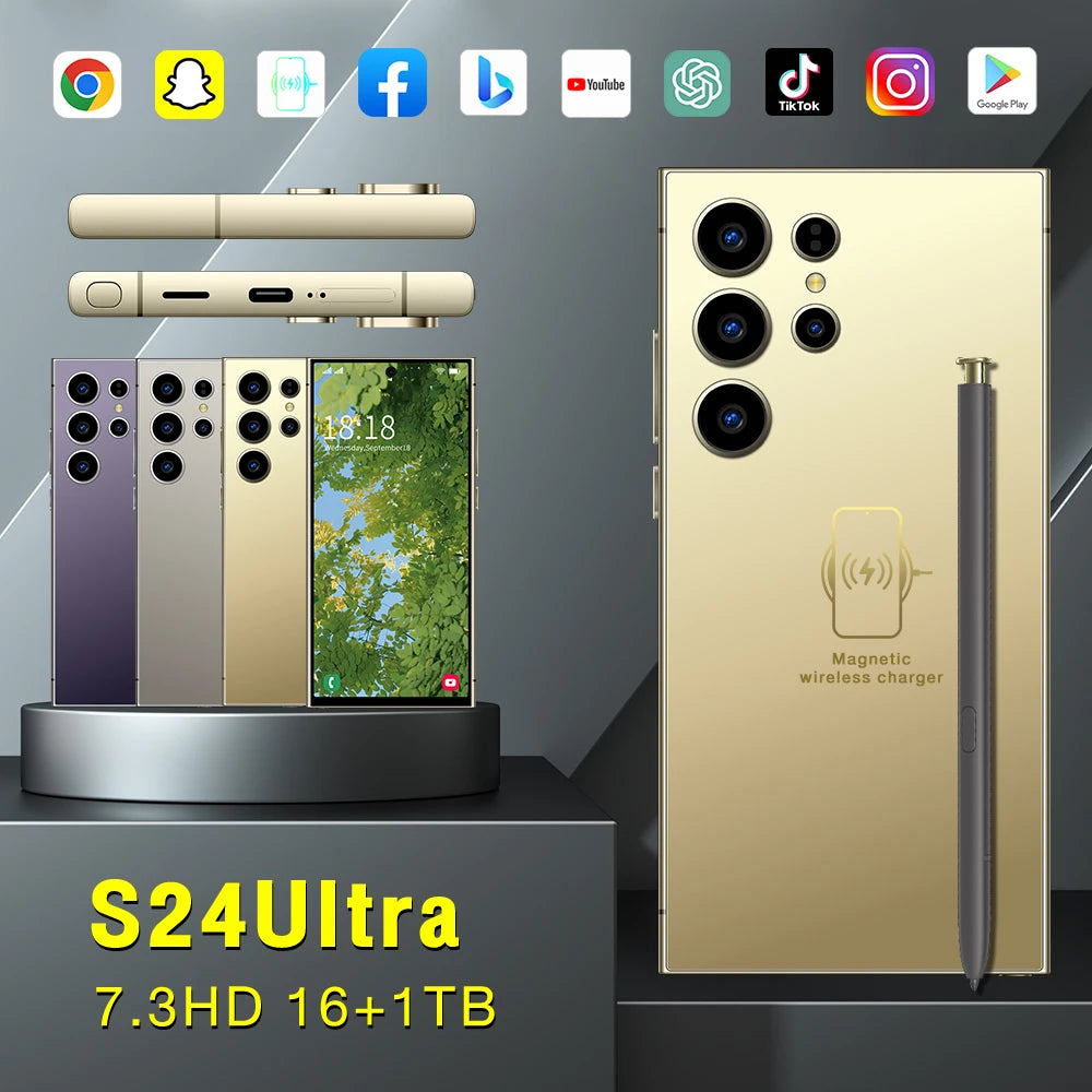 Hot Selling S24 ULTRA Original 16GB+1TB 50MP+108MP Multi Function Full Screen Mobile Phones 5g Mobile Smart Phone Tidesmit