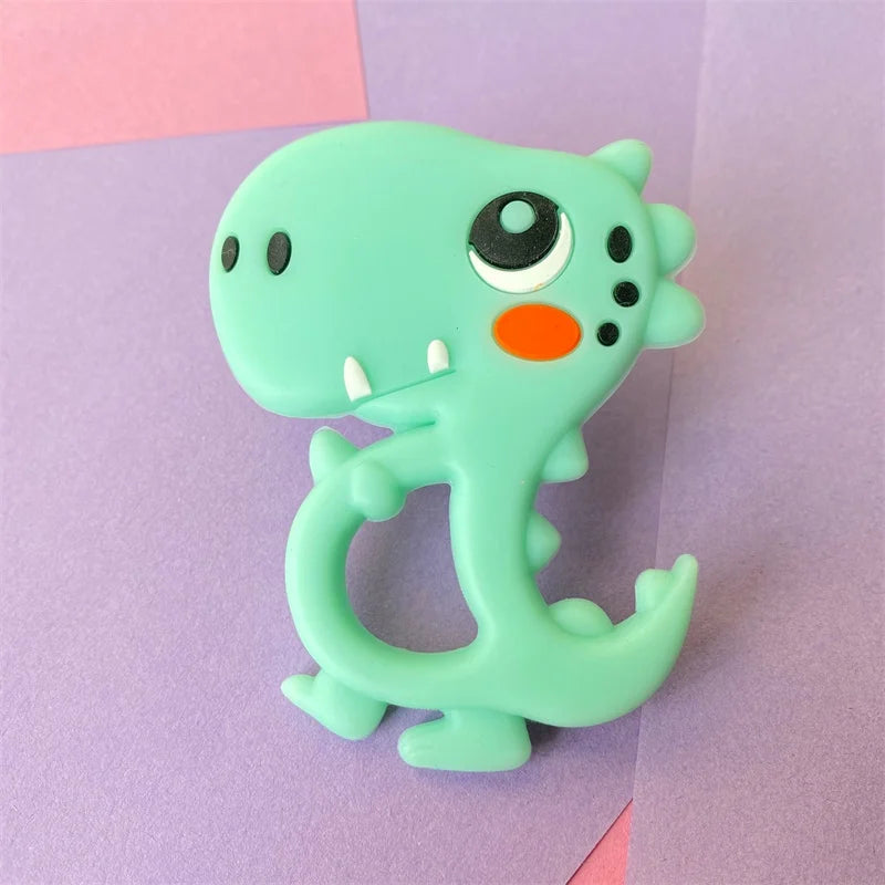 1pcs Teether Animal Silicone Baby Teething Toy Rodent Food Grade BPA Free Cartoon Dinosaur Pendant Nursing Necklace