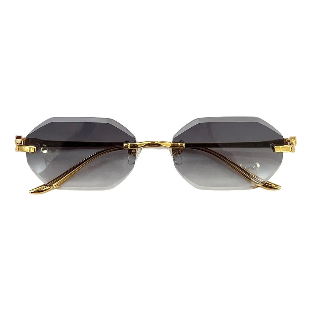 Luxury Designer Brand Irregular Sunglasses High Quality Diamond Cut Rimless Metal Frame Sunglasses
