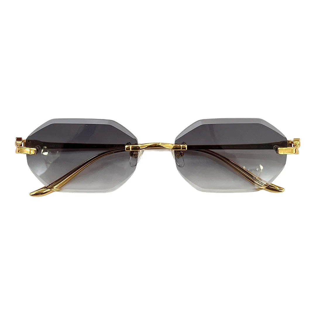Luxury Designer Brand Irregular Sunglasses High Quality Diamond Cut Rimless Metal Frame Sunglasses