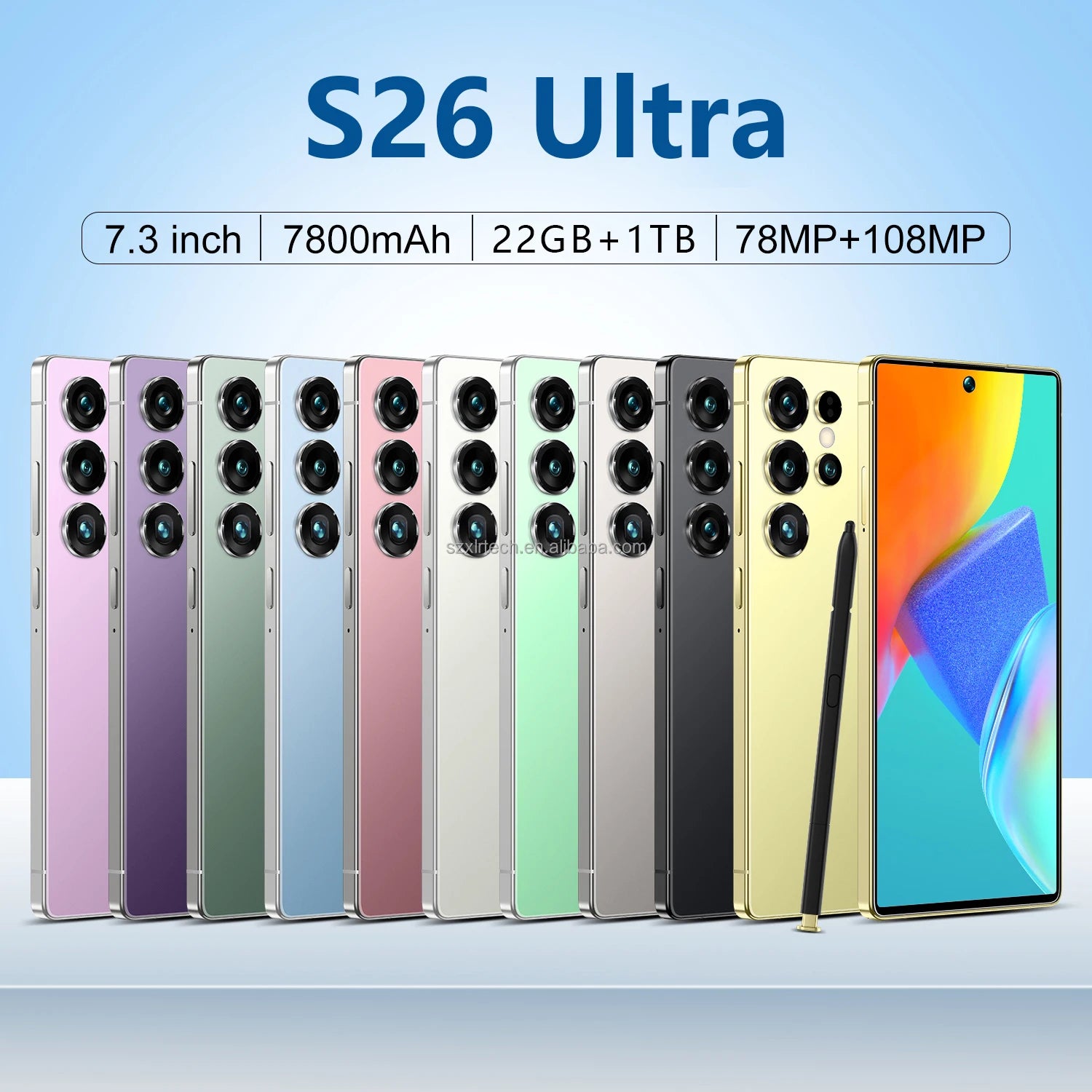 S26 Ultra 5G Smartphone, 22GB RAM, 1TB Storage, 7.3 Inch Screen Tidesmit