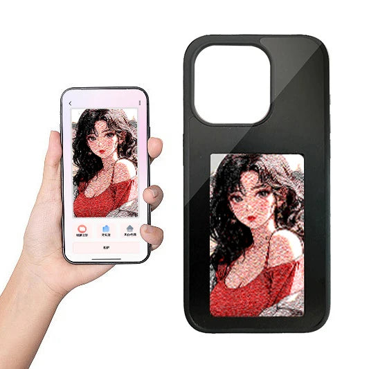 New Designer NFC Smart E Ink Screen Display Smart NFC Phone Cases for iPhone 13 14 15 Pro Max DIY Black Paper box packaging Tidesmit