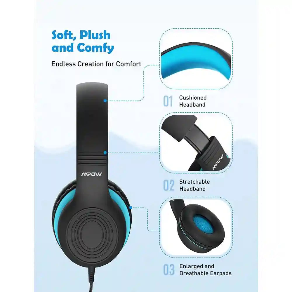 Wired Kids Headphones with Safe 85dB Volume Limiting by Tidesmit Tidesmit