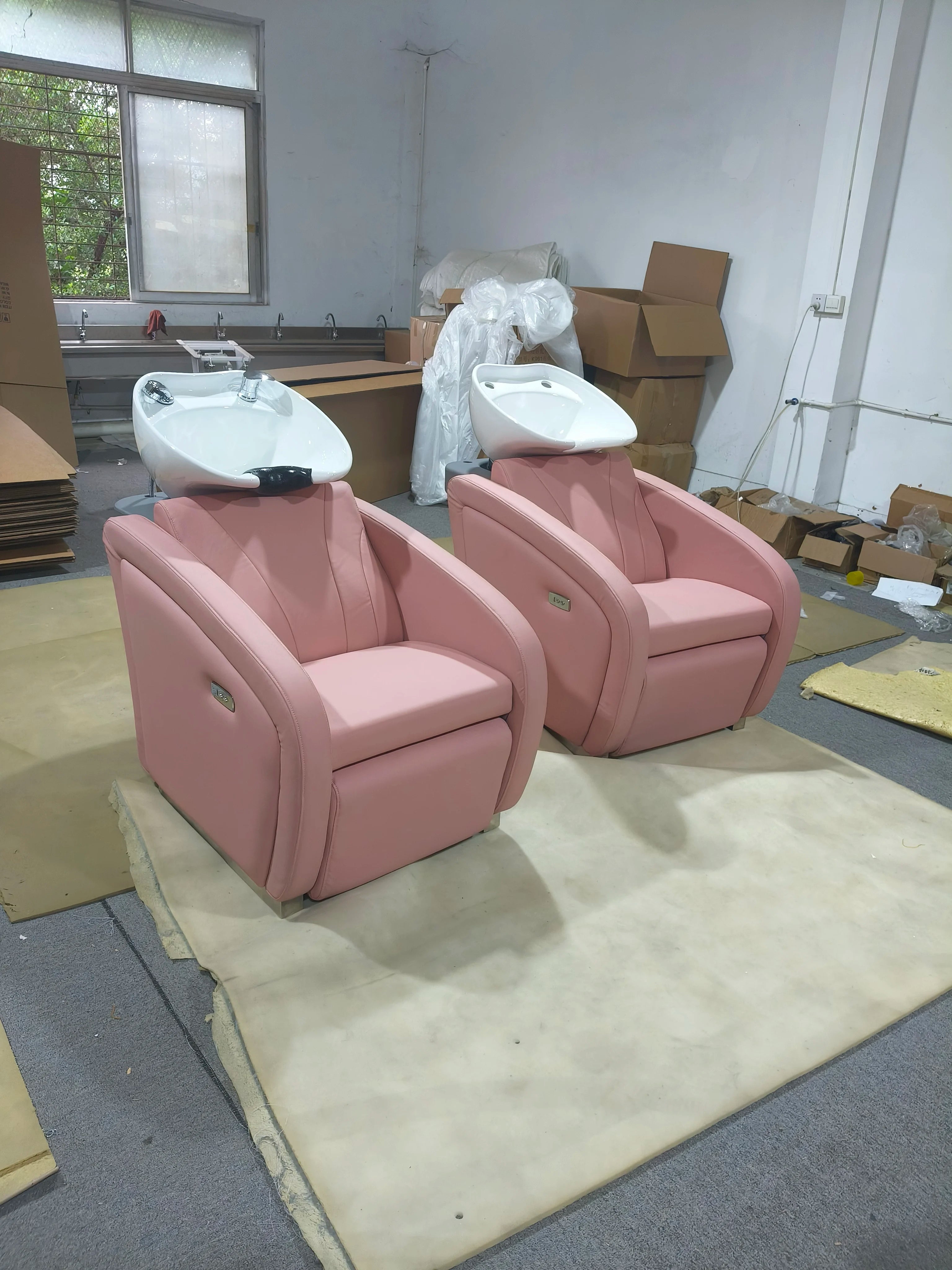 Luxury Modern Shampoo Station Chair Electric Leg Lift Backwash Shampoo Bowl Salon Barbershop Shampoo Chair