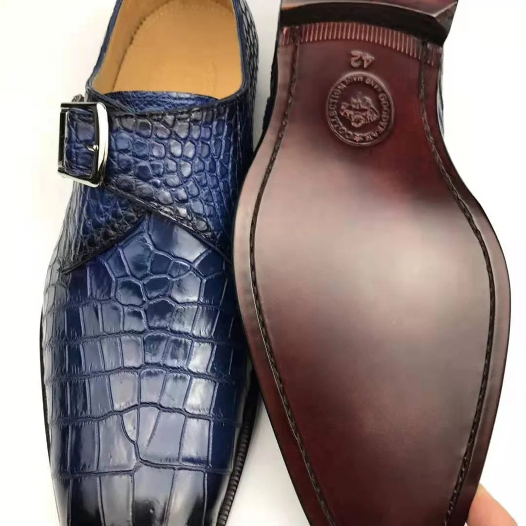 Goodyear Genuine crocodile Leather Men's Shoes 47 alligator Watch Strap Mens Custom Shoes Customized Monk Strap Party Shoes Men
