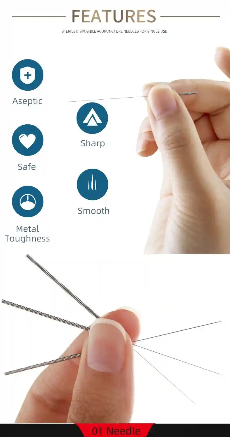 Acupuncture Needles with Guide Tubes 100 Pack - Sterile Professional Massage Roller Tidesmit