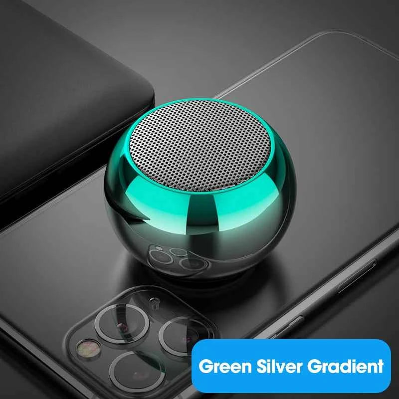 Hot Selling M3 Tws Super Mini Speaker Colorful Outdoor Portable 3D Round Small Loud Bass Wireless Bt Speaker Green-silver gradient My Store