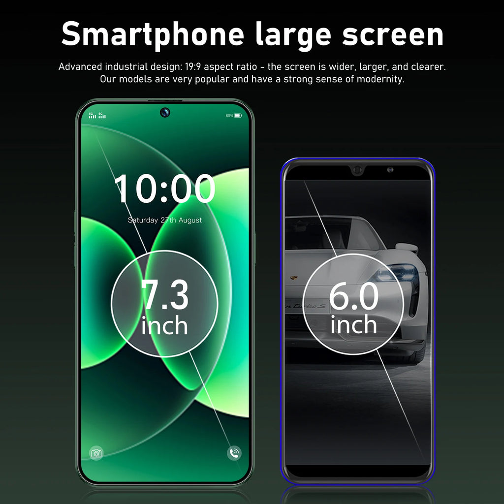 M17 Pro Max 7.3 inch 16GB 1TB 5G smartphone with 108MP camera and 7000mAh battery, front view gallery image 26