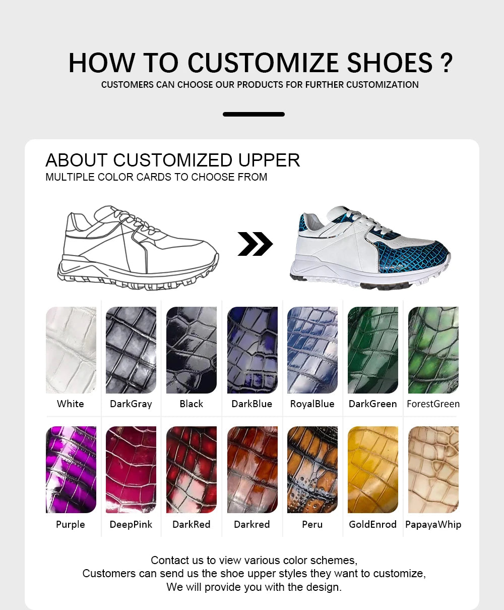Hot-selling Genuine Crocodile Leather Sports Shoes for Men Fashion Sneakers Walking Men's Leather Shoes Casual Men's Shoes