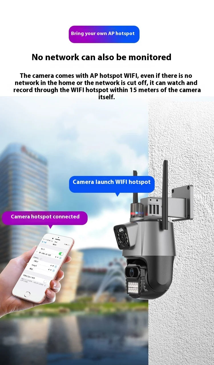 ICSEE P11 8mp 4K wireless wifi camera home security HD network monitor video outdoor dual lens waterproof 6MP 3K ip ptz camera Tidesmit
