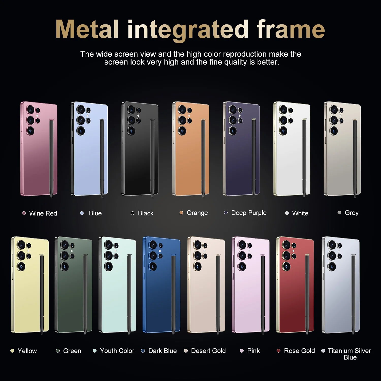Tidesmit S25 Ultra 2025 smartphone with 7.3-inch HD screen, 108MP camera, and 22GB RAM for high-end mobile gaming.