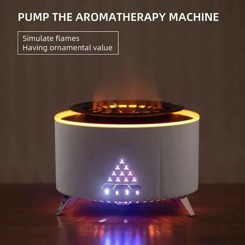 Wood Grain Aromatherapy Jellyfish White Noise Flame Air Humidifier Aroma Difuser Essential Oil Diffuser With Bluetooth Speaker My Store