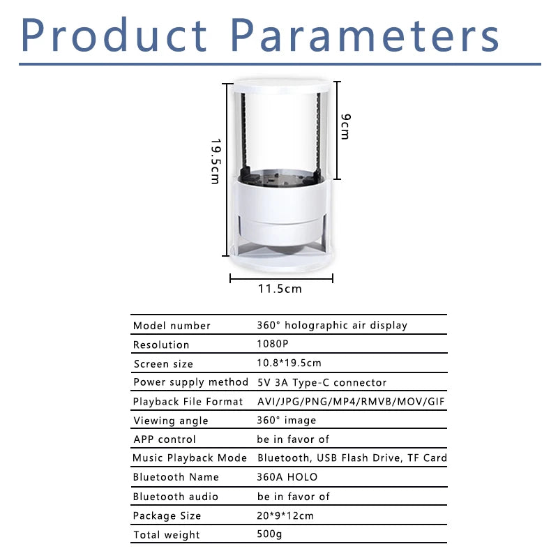 Factory Direct Sales 360 ° 3D Naked Eye Type-C Hologram Equipment Bluetooth Speaker 3d Holographic Fan for Living Room My Store
