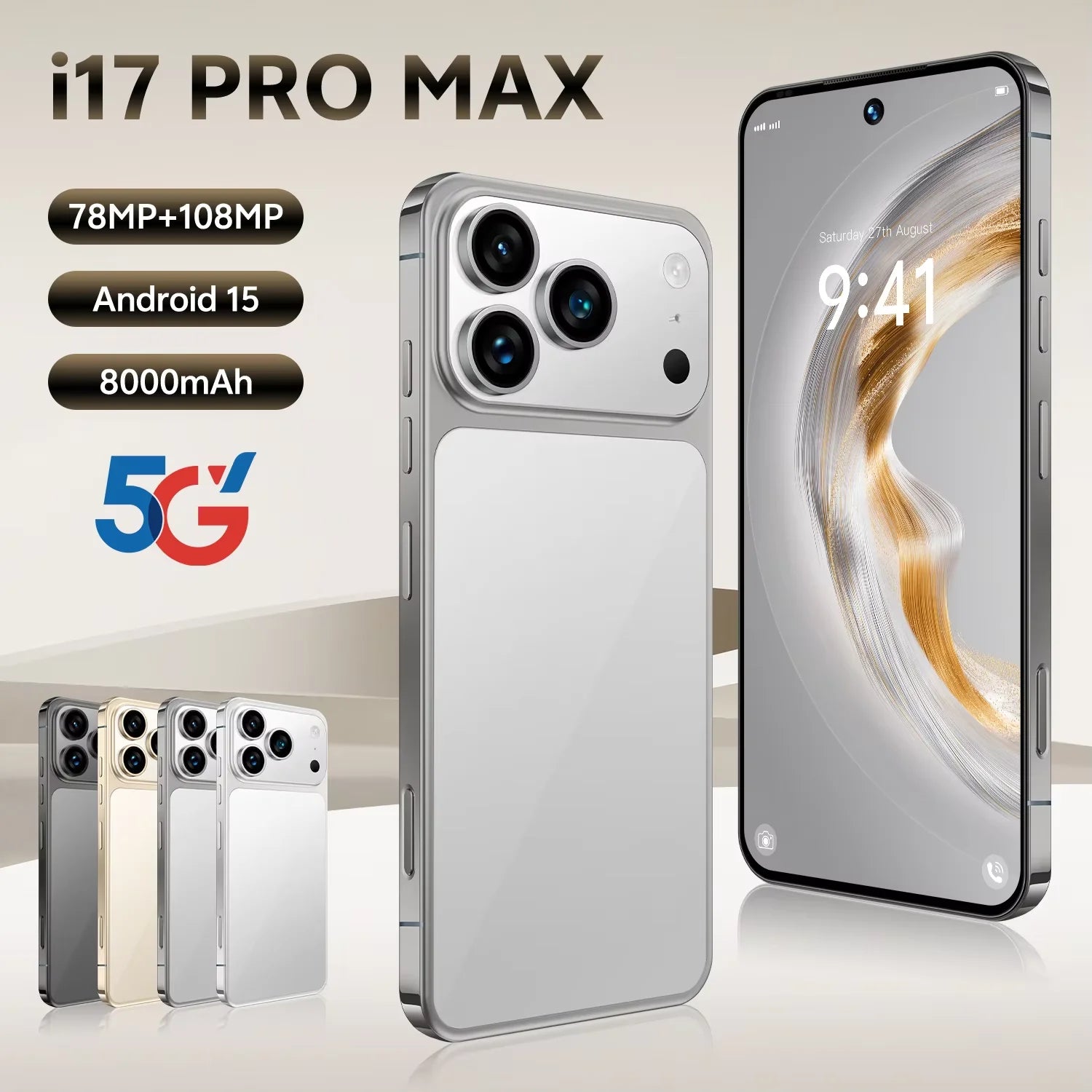 Tidesmit 5G Smartphone 16GB RAM 1TB Storage 6.9 Inch AMOLED Display Gray 16g Tidesmit