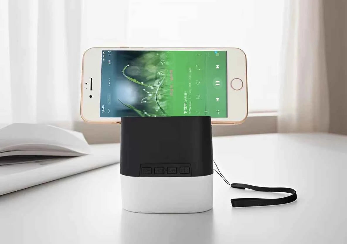 Dual-Purpose Portable Wireless BT Speakers Rechargeable Battery White Noise Sound Machine with Phone Stand Mobile Holder White Black My Store