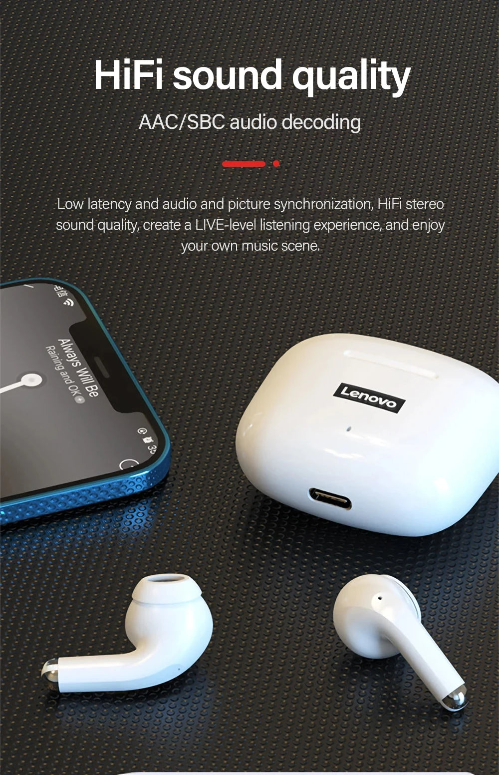 Original Lenovo LP40 Pro Music Earphones Wireless BT 5.1 Earbuds Touch Control TWS Headset Sports Waterproof Headphone with Mic Tidesmit