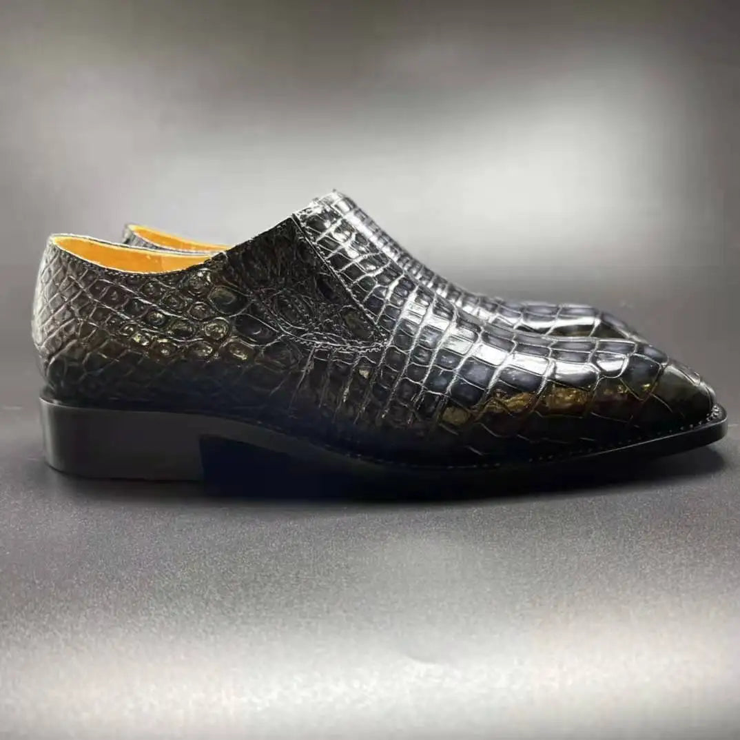 Luxury Alligator Skin Branded Shoes Men Slip-on Business Loafer Shoes for Men Pure Crocodile Leather Goodyear Men's Dress Shoes