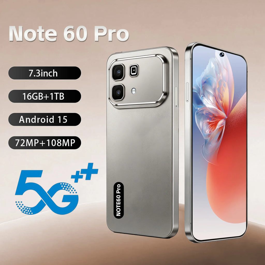 Note 60 Pro 5G smartphone with 108MP camera and 7800mAh battery in sleek design, side profile view