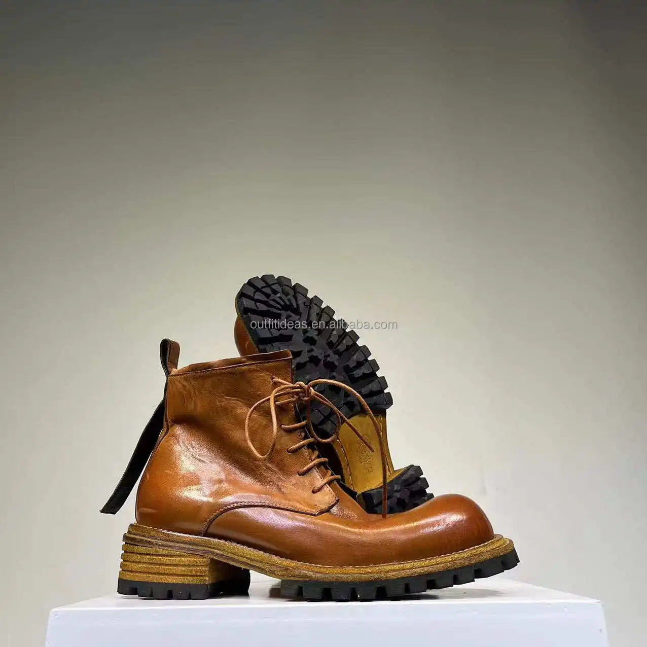 Exaggerated Toe Top Quality High-top Lace-up Men Martin Boots Leather Dress Shoes Oxfords Derby Shoe for Men Dress Shoes Oxfords