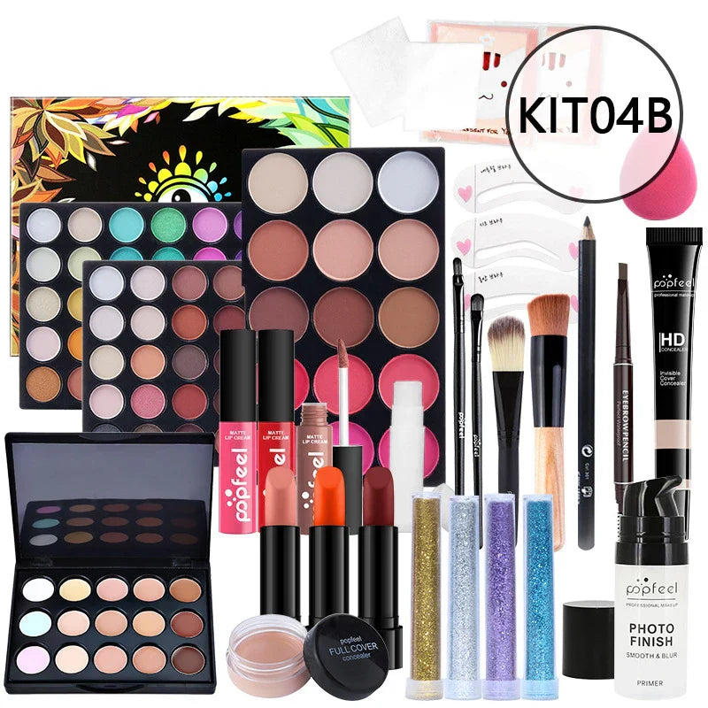20 Styles Makeup Set Eyeshadow Lipstick Eyebrow Pencil Lip Gloss Makeup Brush Powder Nail Polish With Makeup Bag Cosmetics Kit ALIBABA KIT04B Tidesmit