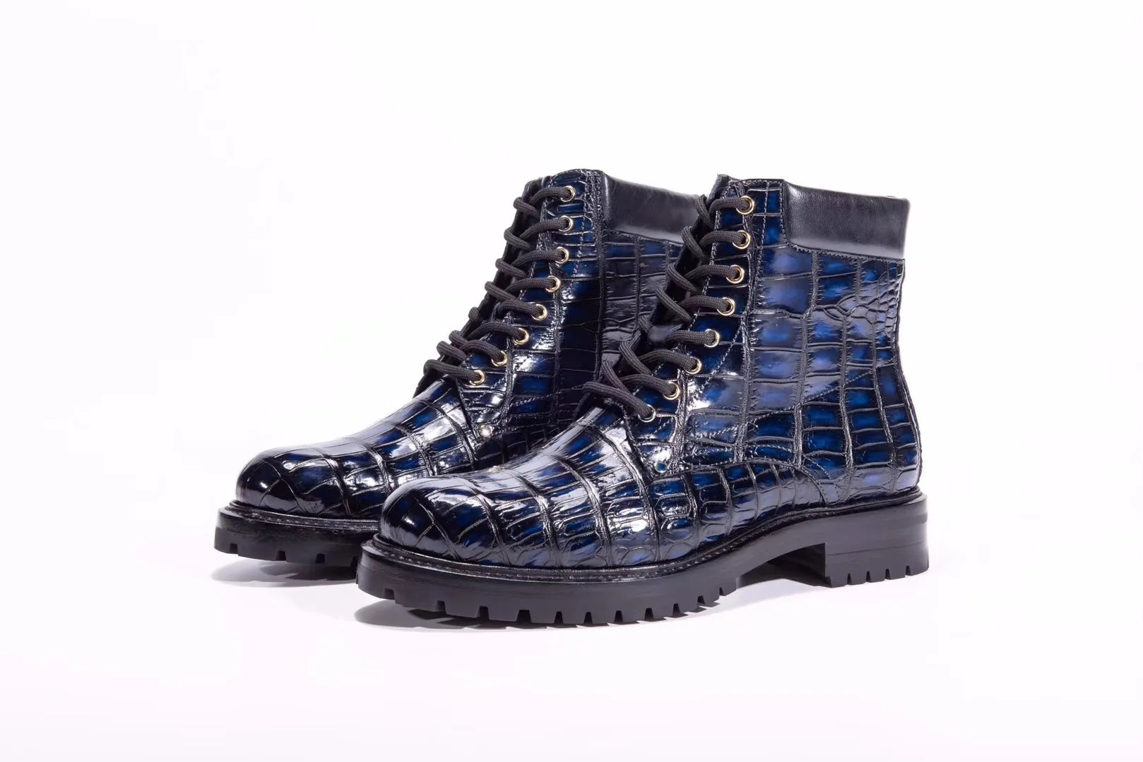 Stylish Men's Leather Boots Rubber Sole Luxury Genuine Crocodile Leather Shoes High Top Quality Ankle Boots for Men Shoes