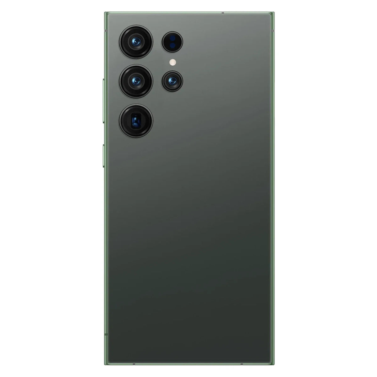 S24 Ultra 5G smartphone in green titanium, back view with quad camera array