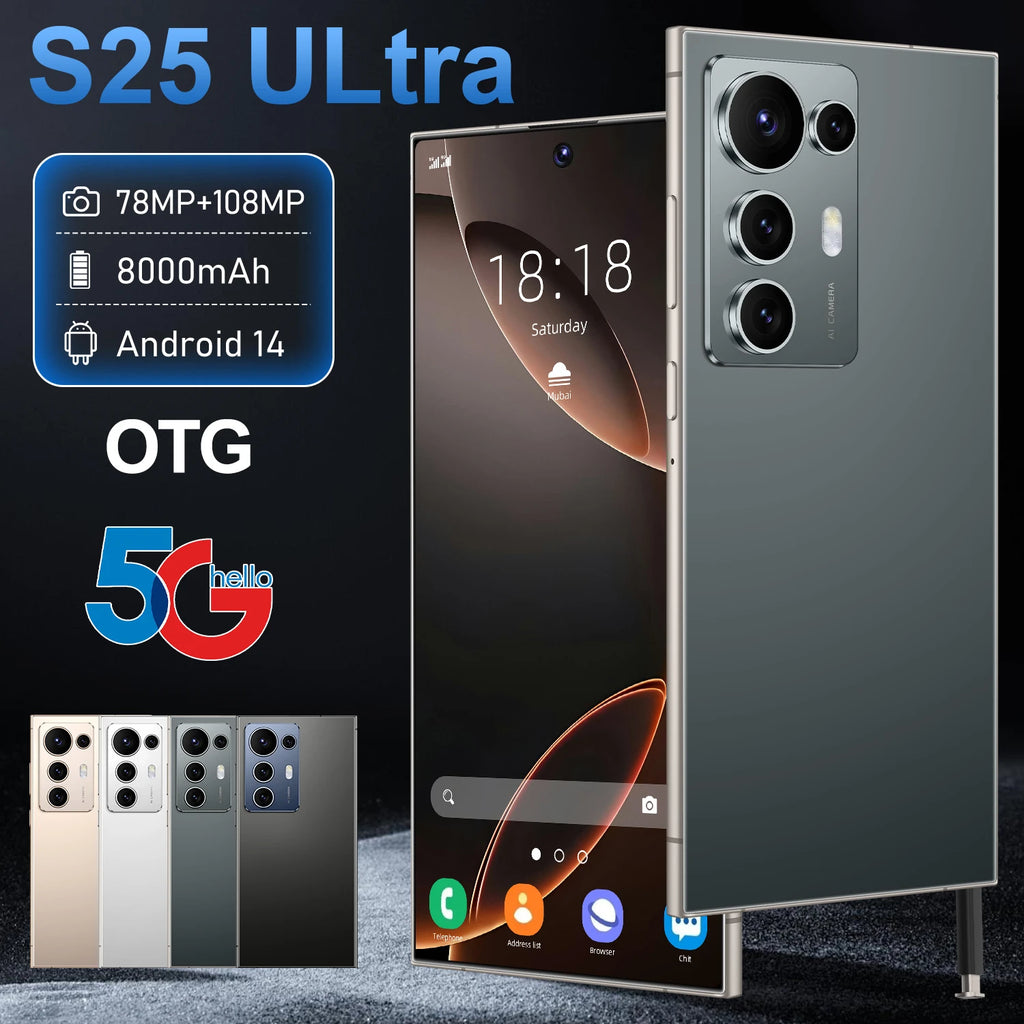 Original S25 Ultra 5G Smart Phone 7.3 Inch 16GB+1TB Dual Card Android14 Unlocked 72+108MP HD Camera Gaming Phone in Spanish Tidesmit