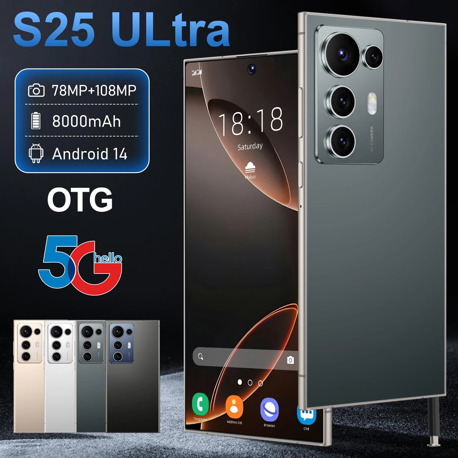 Original S25 Ultra 5G Smart Phone 7.3 Inch 16GB+1TB Dual Card Android14 Unlocked 72+108MP HD Camera Gaming Phone in Spanish Tidesmit