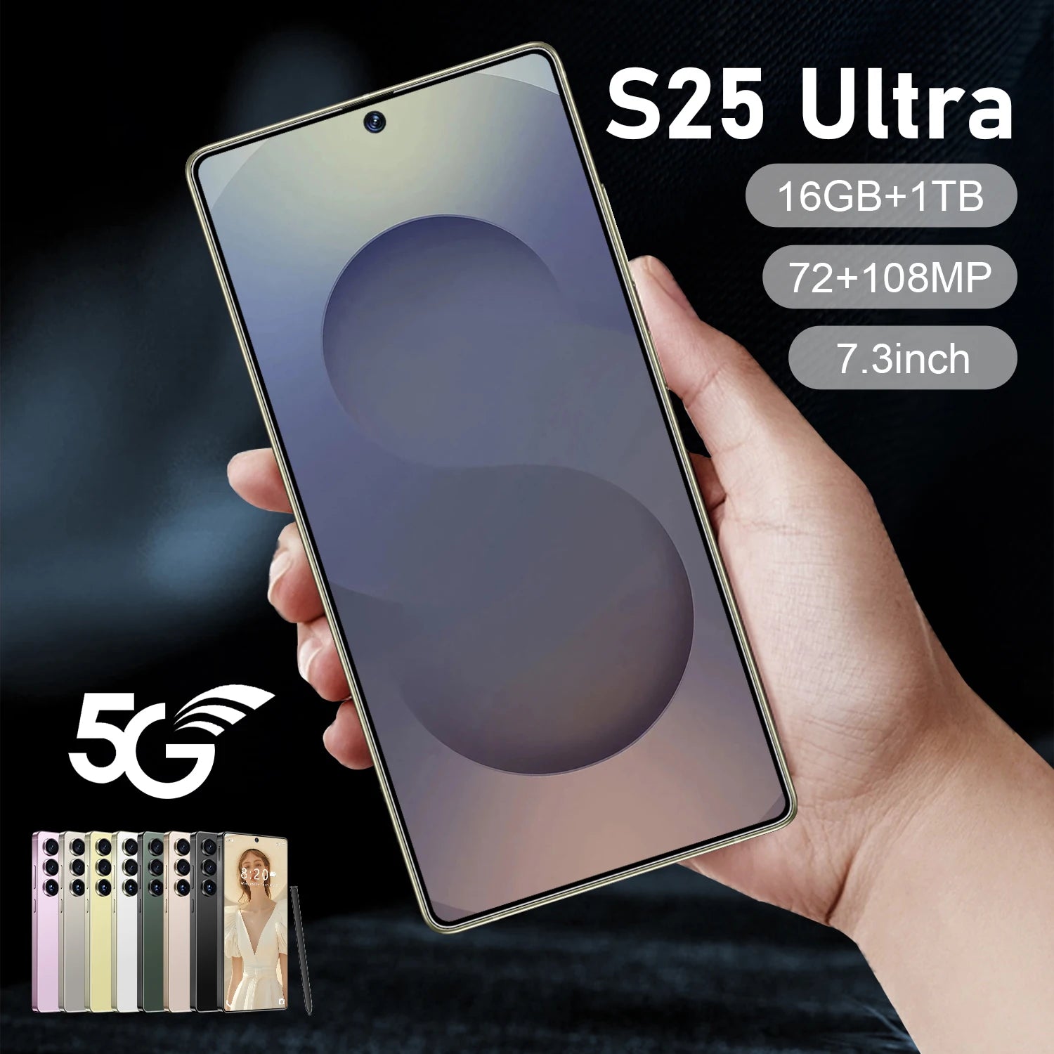 Android 16 5G Smartphone - 7.3 Inch AMOLED Display 16GB RAM 1TB Storage Tidesmit